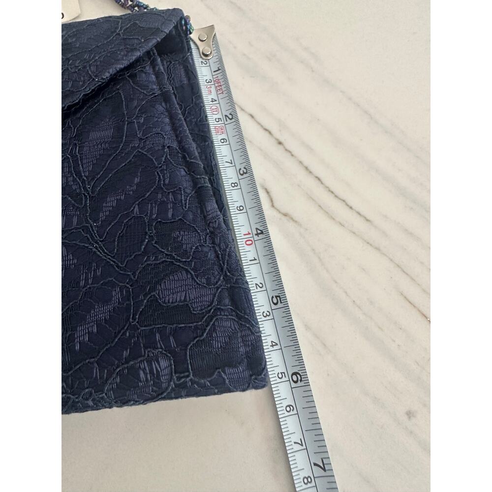 Adrianna Papell Seta Elegant Midnight Navy Lace Beaded Strap Evening Clutch NWT - Picture 7 of 11